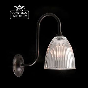 Small Reeded Glass Wall Sconce in Antique Bronze