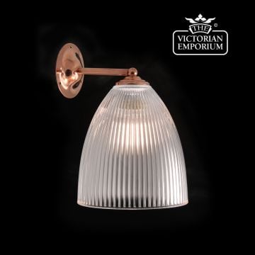 Small reeded glass wall sconce in antique bronze
