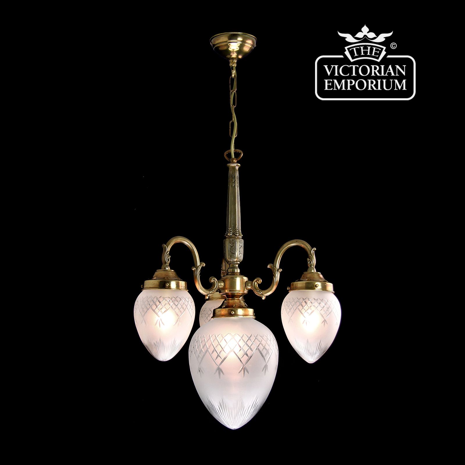 Pineapple cut glass four shade chandelier