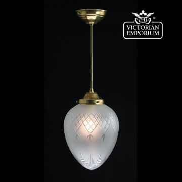 Pineapple etched cut glass ceiling pendant