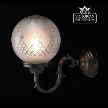 Pineapple etched cut glass wall lantern