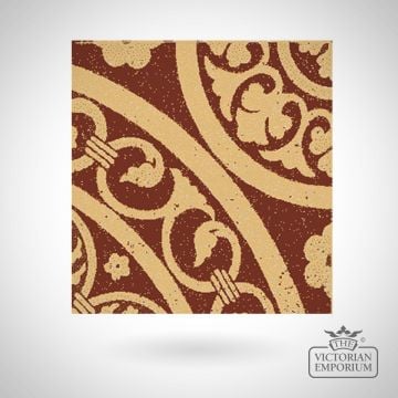 Victorian Encaustic Curved Vine Band Floor Tile – 4.25 Inch, Design 19
