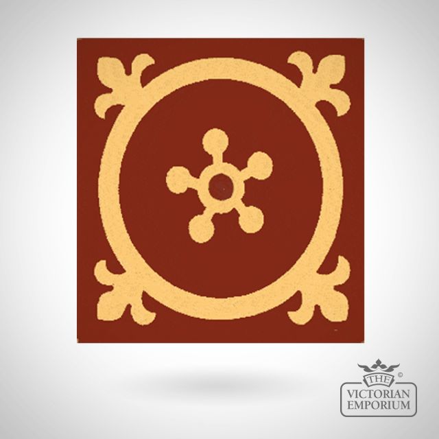 Encaustic 4.25” square tile - design 25