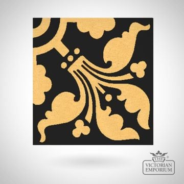 Victorian Encaustic Leaf Spray & Trefoil Floor Tile – 4.25 Inch, Design 26