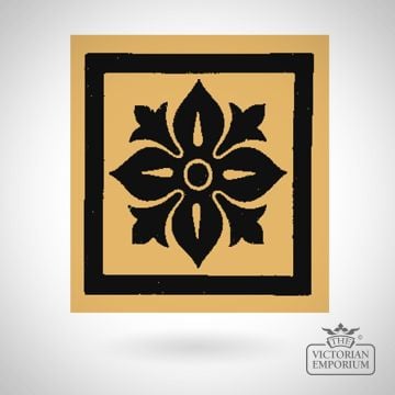 Victorian Encaustic Framed Leaf Cross Floor Tile – 4.25 Inch, Design 51