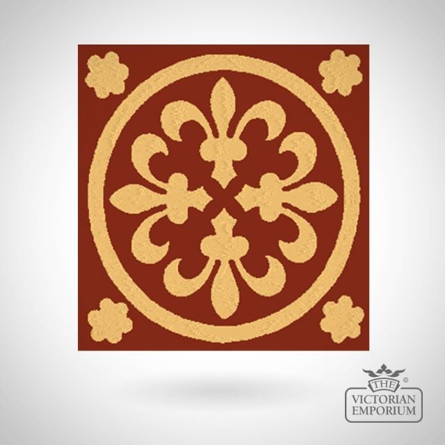 Encaustic 4.25” square tile - design 61