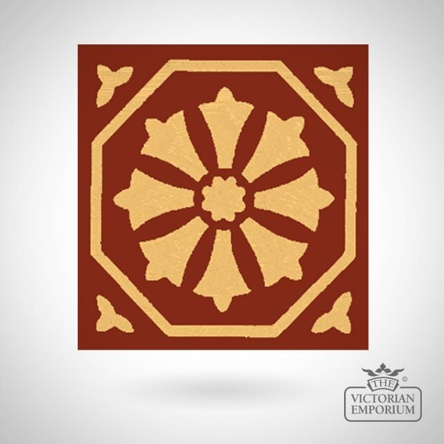 Encaustic 4.25” square tile - design 65