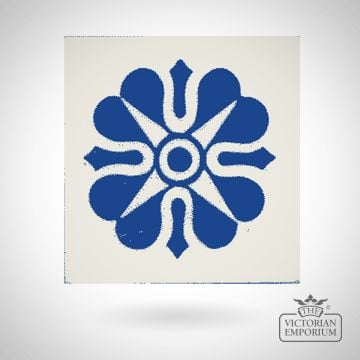 Victorian Encaustic Heart Rosette Tile – 2.25 Inch, Design 18
