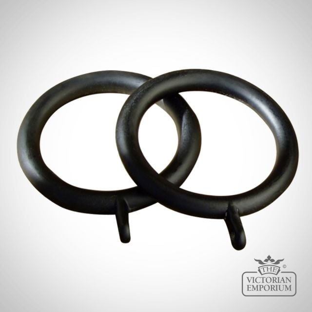 Black Painted Wrought Iron Rings For Curtain Pole Classic Period Gs