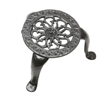Traditional Basket Hook Kettle Stand Poker Bracket Fireside Patio Black Hand Forged Old Classical Victorian Decorative Reclaimed Ve1223