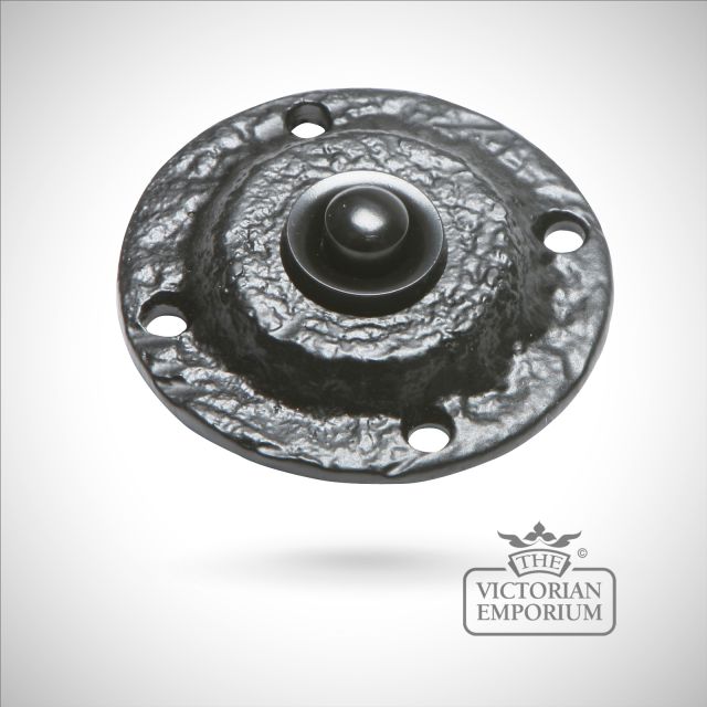 Black iron handcrafted circular bell push