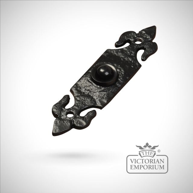Black iron rectangular handcrafted bell push
