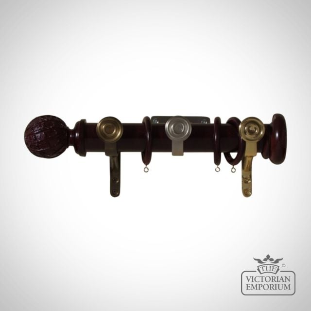 Netted Ball And Recess Wooden Curtain Pole Set Classic Period Victorian Express Poles 279finish