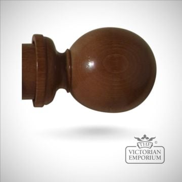Wood Round Ball Finial For Curtain Pole Classic Period Victorian Masquerade