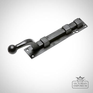 Black iron handcrafted door bolt - straight or cranked