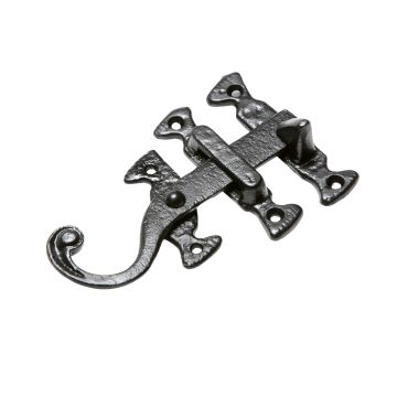 Black iron handcrafted highly decorative latch