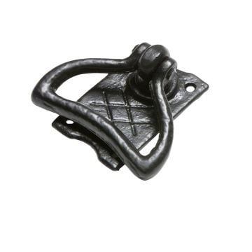 Black iron handcrafted latch with curved handle