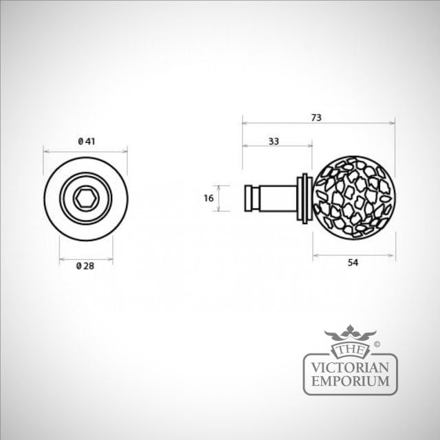 Beeswax Curtain Beaten Ball Finial Dwg 33398