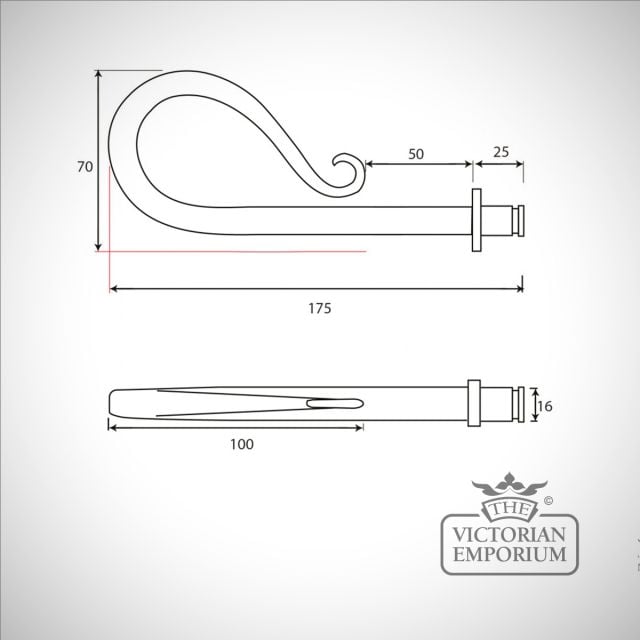 Beeswax Curtain Shepherds Crook Finial (dwg) 83690