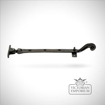 Black iron handcrafted plain casement stay with hook detail - 4 sizes