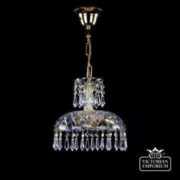 Small Basket Chandelier With Icicle-Shaped Crystal Drops