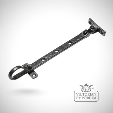 Black iron handcrafted looped casement stay