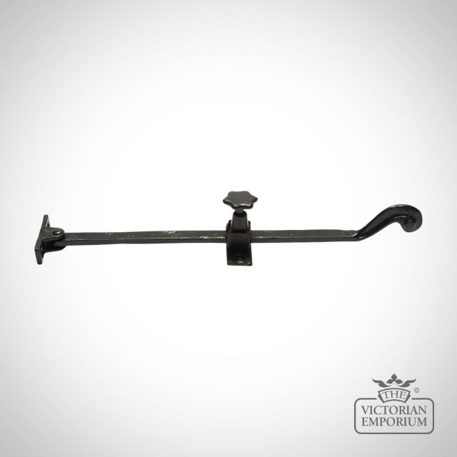 Black iron handcrafted casement stay