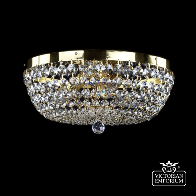 Geena Elegant Basket Chandelier with a mirror finish inner plate and ornate frame