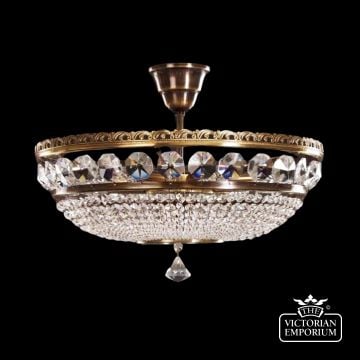 Very Ornate Basket Chandelier With Crystal Trimmings