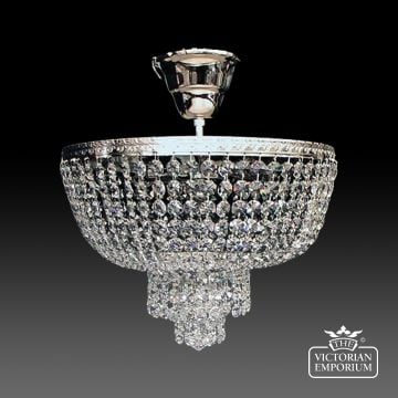 Tiered Basket Chandelier With With Lead Crystal Chains Nickel  Kv 70