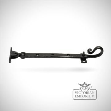 Black iron handcrafted plain casement stay with hook detail - 4 sizes