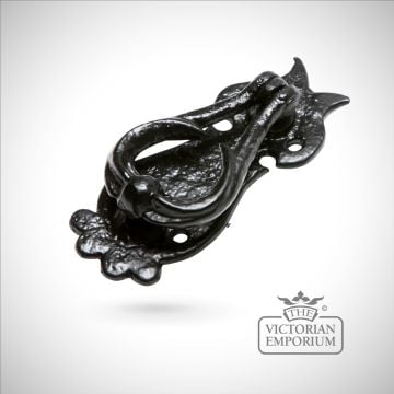 Black iron handcrafted decorative door knocker with flat plate