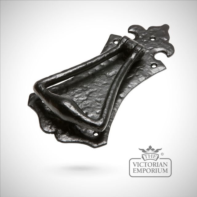 Black iron handcrafted triangle door knocker