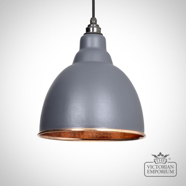 Brindle pendant in matt dark grey with copper interior