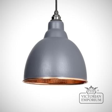 Brindle pendant in light grey with copper interior
