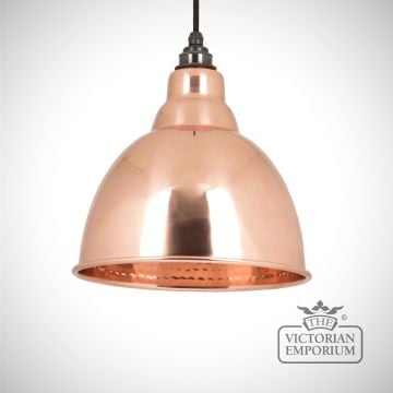 Brindle Pendant in Light Grey with Hammered Nickel Interior