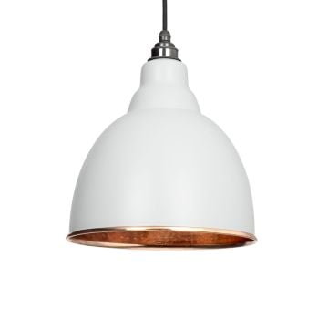 Brindle pendant in light grey with hammered nickel interior