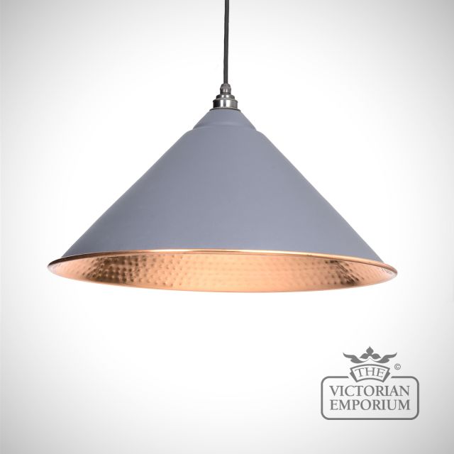 Hockliffe Pendant in Dark Grey and Hammered Copper