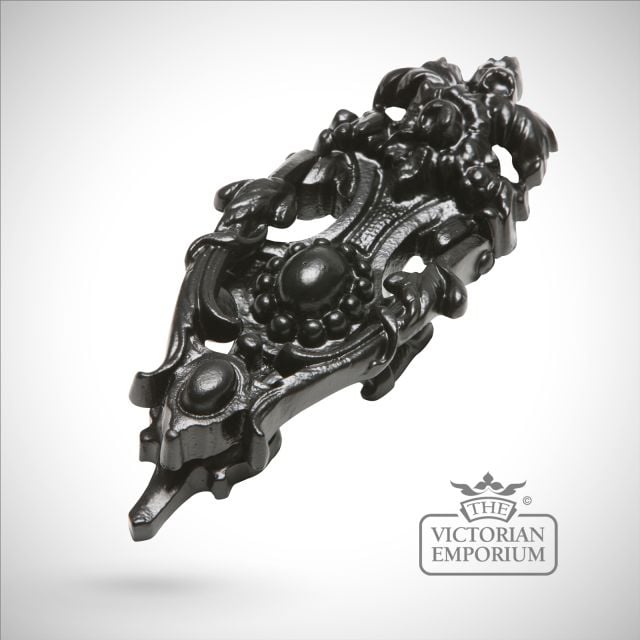 Black iron handcrafted leaf design door knocker