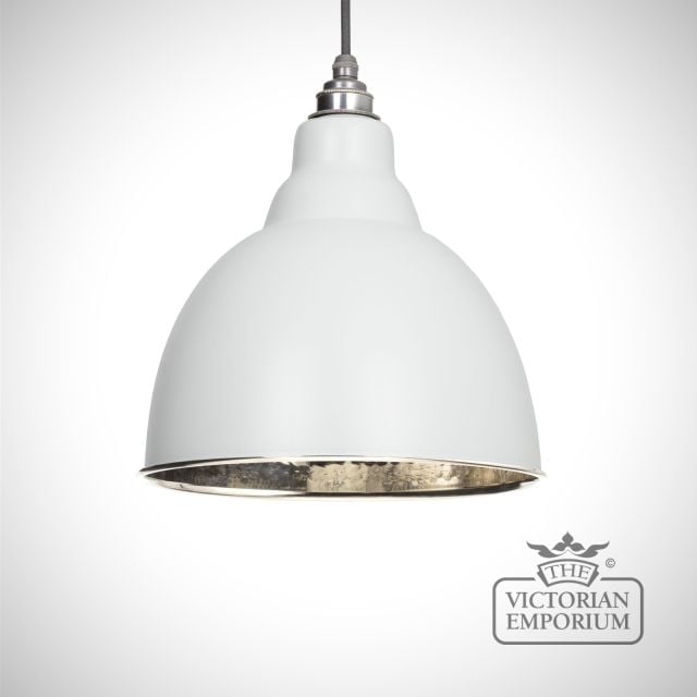 Brindle pendant in light grey with hammered nickel interior