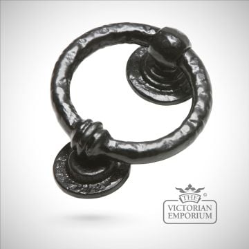 Black iron handcrafted loop shaped door knocker