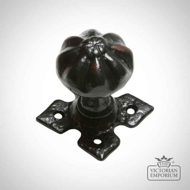 Black iron handcrafted fluted circular door knob