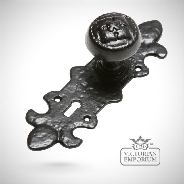 Black iron handcrafted highly decorative door knob