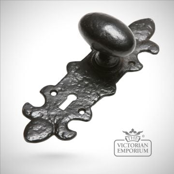 Black iron handcrafted decorative oval door knob