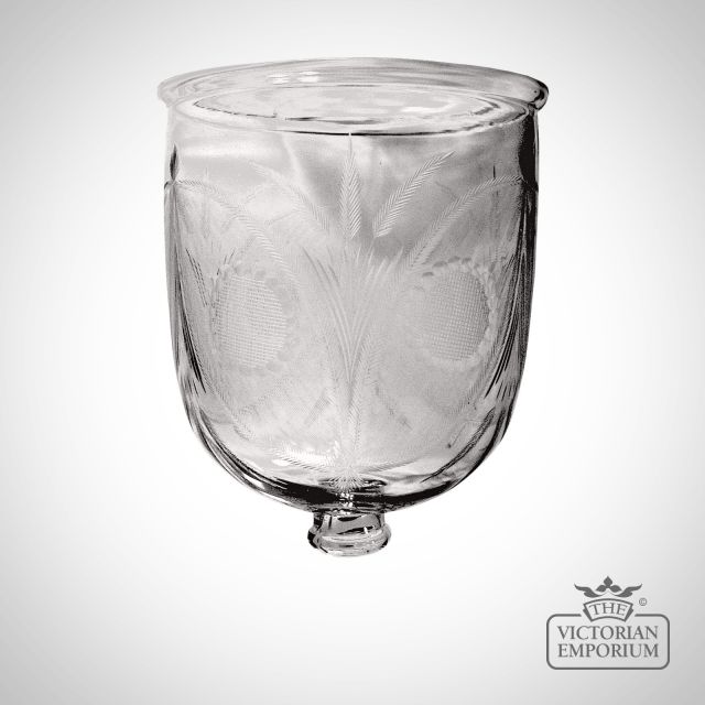 Large Georgian Lantern Shade With Etched Glass Fern Design