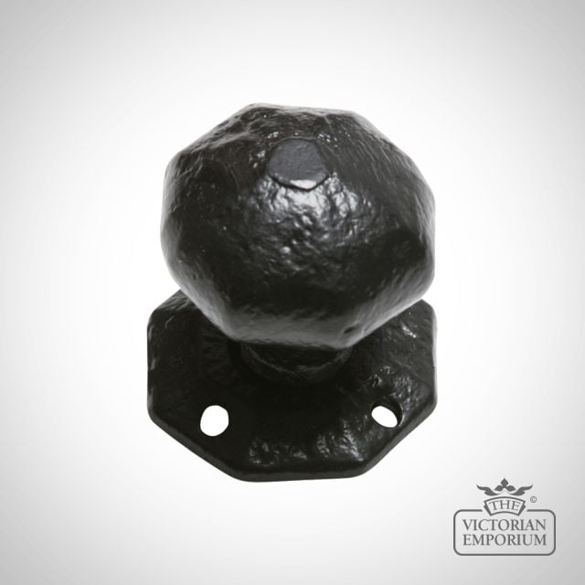 Black iron handcrafted hexagonal door knob