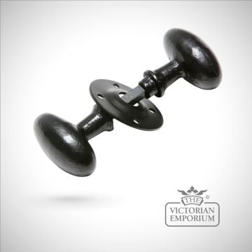 Black iron handcrafted door knob - pair