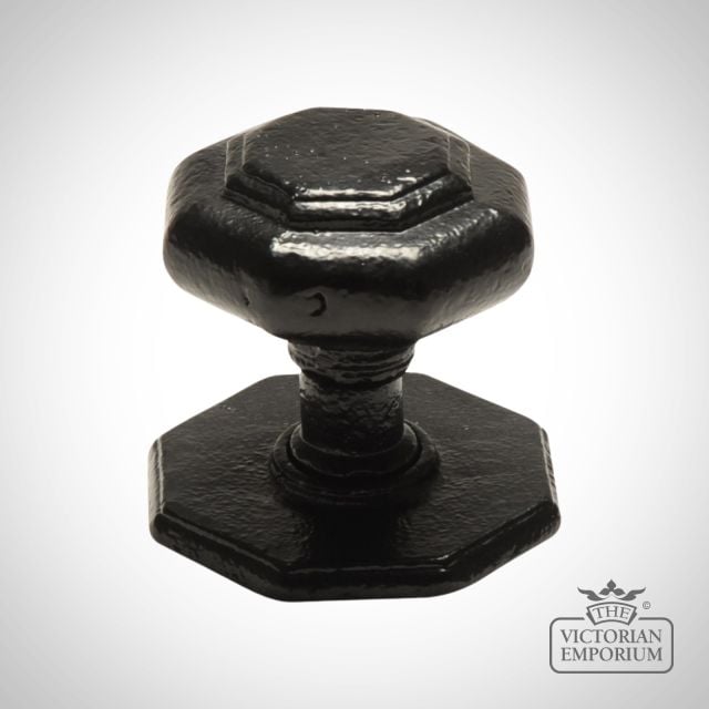 Black iron handcrafted hexagonal centre door knob