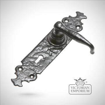 Black iron handcrafted lever door handle - Style 4