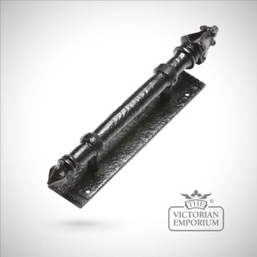 Black iron handcrafted plain pull door handle - 146mm